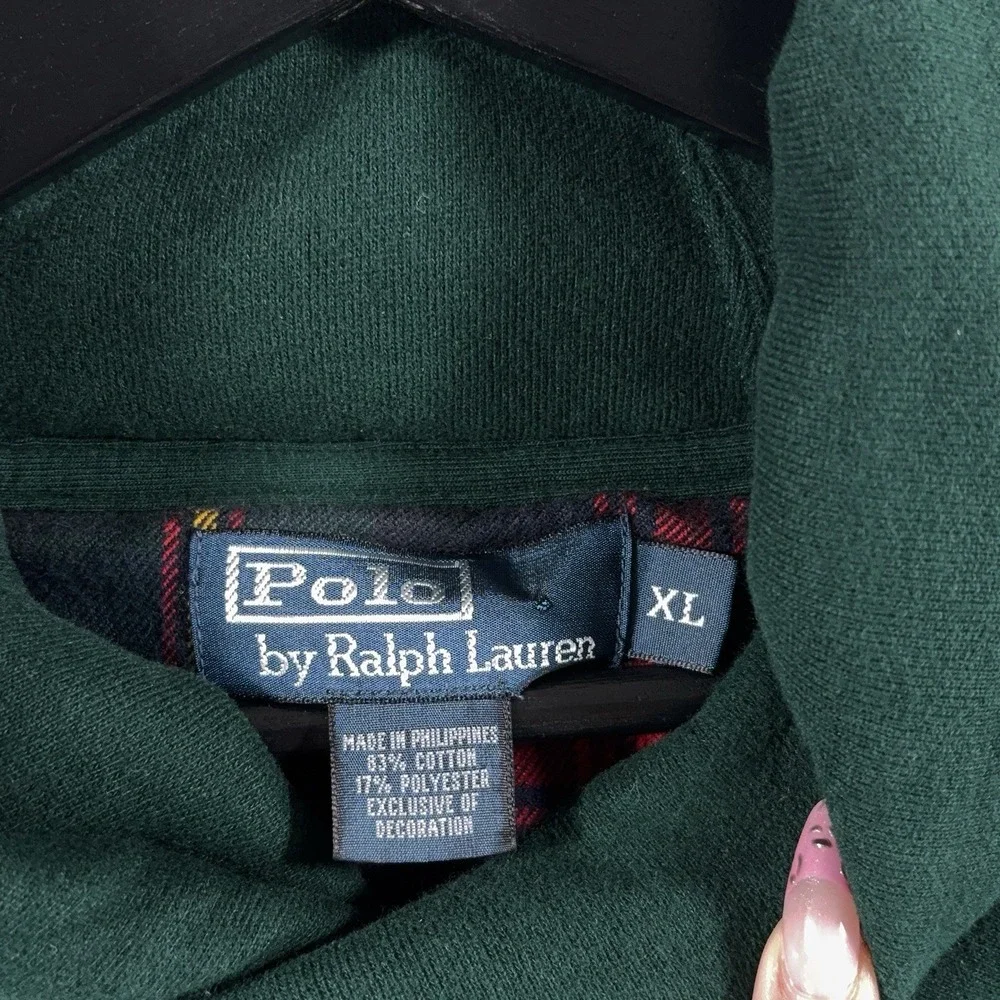 Polo Ralph Lauren Shawl Collar Sweatshirt Mens XL Green Fleece Pullover